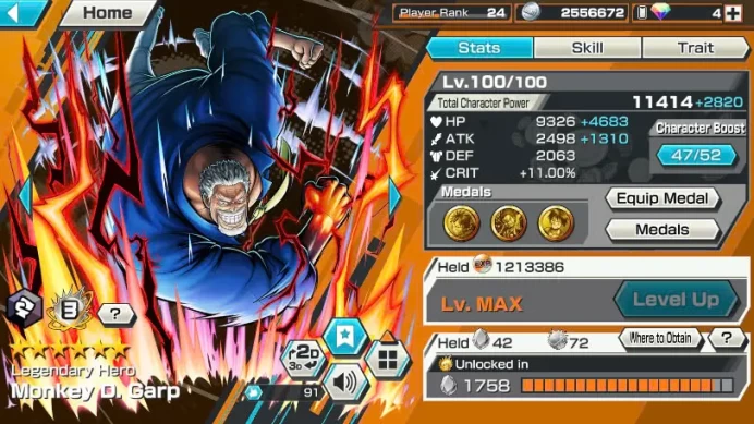 BR446-IOS+Android-Garp Boost 3+3 Ex Meta Max(Roger v1+Yamato)+Good Medal+SUP 150%+Egghead Zoro Max+Young Ray Max+Rayleigh Max+Ulti Max+Katakuri