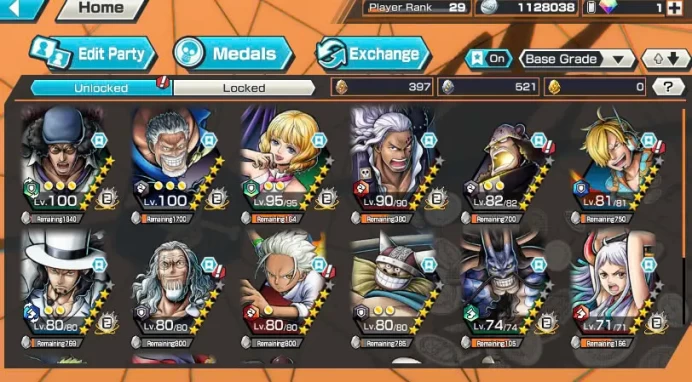 BR447-IOS+Android-5 Ex Meta(Garp+Kuzan+Lucci+Kaido+Yamato)+Good Medal+SUP 127%+Ichiji+Pacifista+New Sanji+S-Hawk+Noland+Kaku+Broggy+Dorry+Shark
