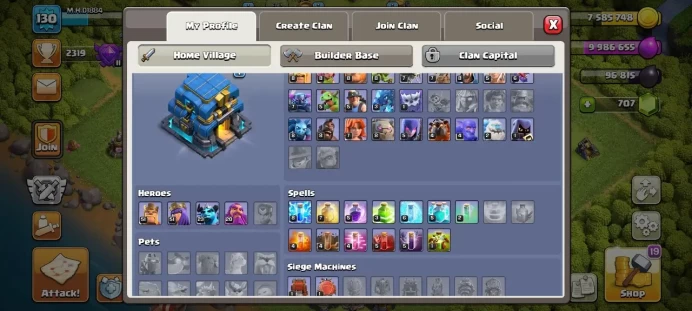 Th 12 / LeveL 130 / Gems 707 / Heroes (51 51 23 20) / CN free / code 272