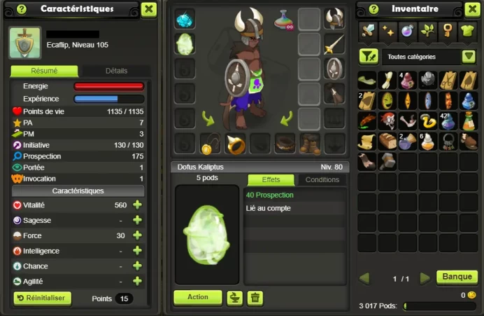 ECA 105 (Dofus Kaliptus) Kelerog !! Jamais Certifie, 100% Safe