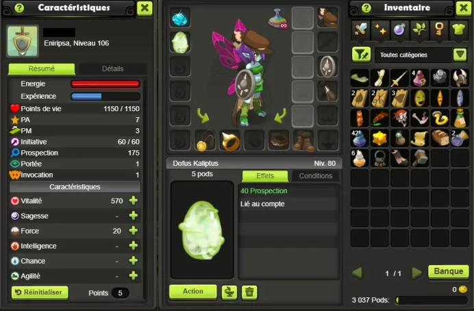 ENI 106 (Dofus Kaliptus) Kelerog !! Jamais Certifie, 100% Safe