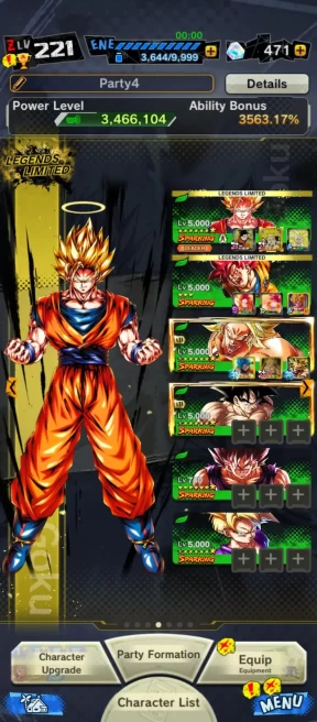 UL ss4 gogeta+UL sp gogeta+38 LL(Beast gohan+utm gohan v2+super vegeta 8S+Goku ssj3+cell+Goten(kid)+trunk 8S+gohan pur)Zenkai 25+Good Equip(591)