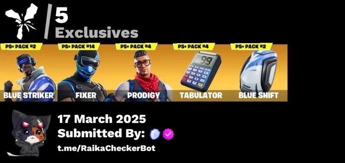 [PC/PSN/XBOX] 3 skins | Fixer | Blue Striker | Prodigy | Tabulator | Blue Shift | 8-Ball Janky | Fishstick Janky | Reckoning | Clawz Retro