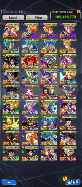 D322-IOS+Android-Good 36 Legends+Vip Equipment-New LF Red Zamsu+Gohan&Trunk 10 Red star+Vegito+Goku Black+SS4 Gogeta Zenkai+Cell+Super 17