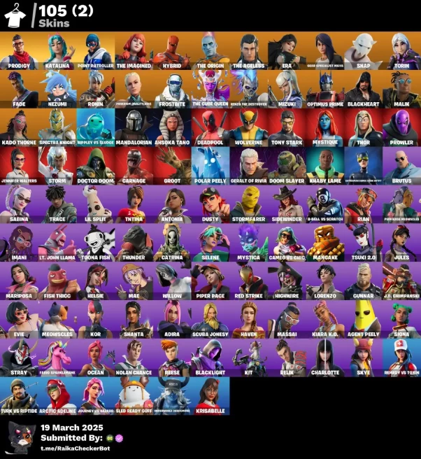[PC/PSN/NINTENDO/XBOX]  105 skins | Point Patroller | Prodigy | Snap | Optimus Prime | The Ageless | Malik | Gear Specialist Maya Lav45
