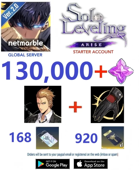 [Global] 130000+ Essence Stones + 168 Rate Up Draw + 920 Custom Draw + Woo Jinchul & Another Level