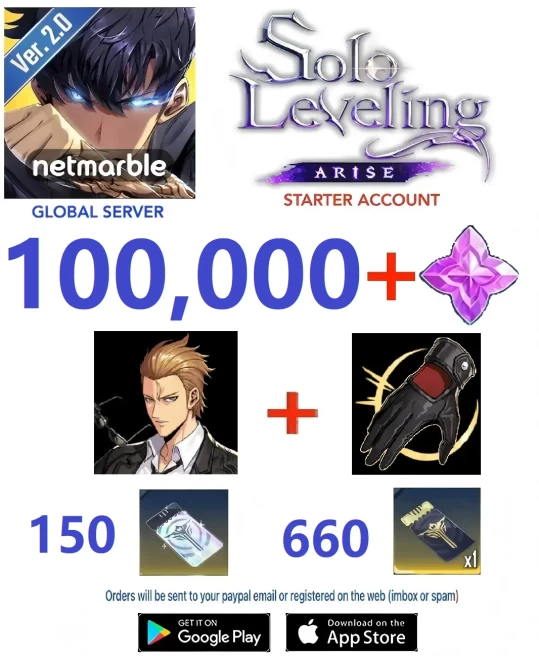 [Global] 100000+ Essence Stones + 150 Rate Up Draw + 660 Custom Draw + Woo Jinchul & Another Level