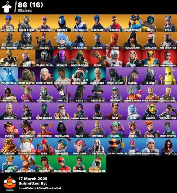 [PC/XBOX] 86 skins | OG STW | Blue Team Leader | Point Patroller | Prodigy | Rogue Agent | Cloud Striker | Sultura |Leviathan Axe LoqW36