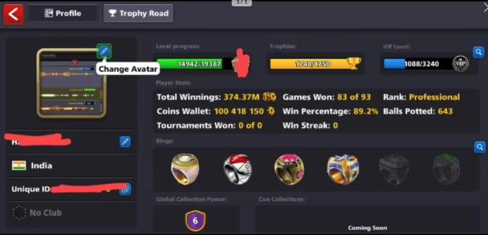 [ 8 Ball Pool ] + 100 Million coins+ ( London to Berlin all tables open) + ( Facebook login) +(android/iOS/pc) +( read description)