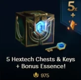 [EUW/EUNE] 5 Hextech Chests + Keys + Bonus Essence - 975RP | 100 % legal RP | Check Description