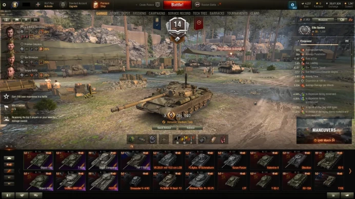 7 Tier X + 27 Premium/Reward Tanks in Garage + 20000000 Credits