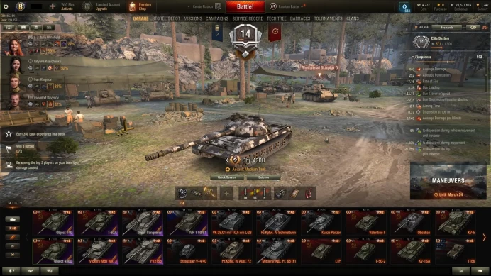 7 Tier X + 27 Premium/Reward Tanks in Garage + 20000000 Credits