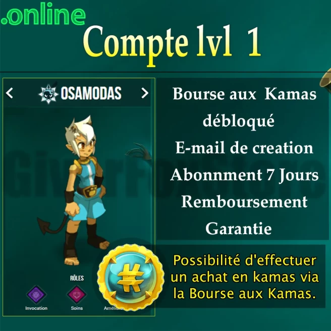  compte dofus , Bourse aux kamas Débloquer . abonné 7 jours
