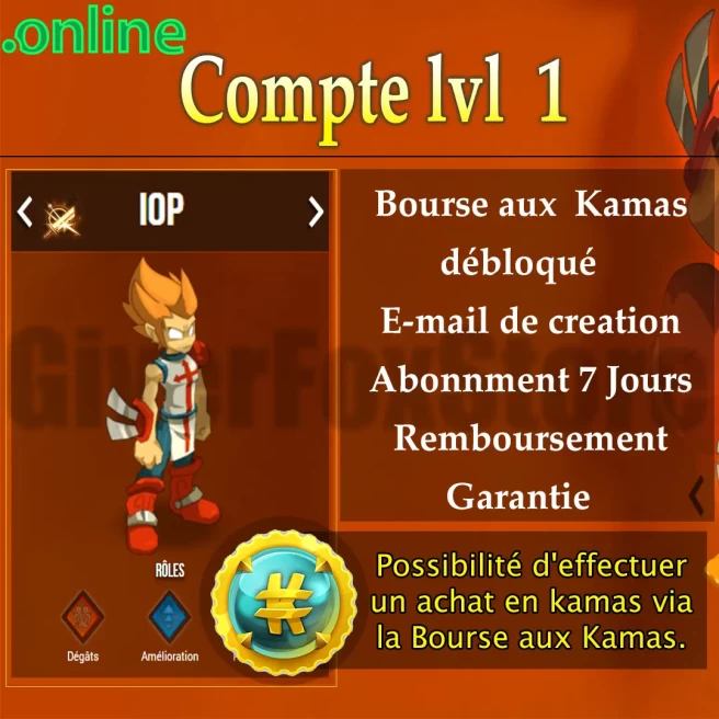  compte dofus , Bourse aux kamas Débloquer . abonné 7 jours