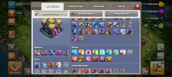 Th 14 / LeveL 162 / Gems 266 / Heroes (56 63 44 42 14) / CN 500 / code 294