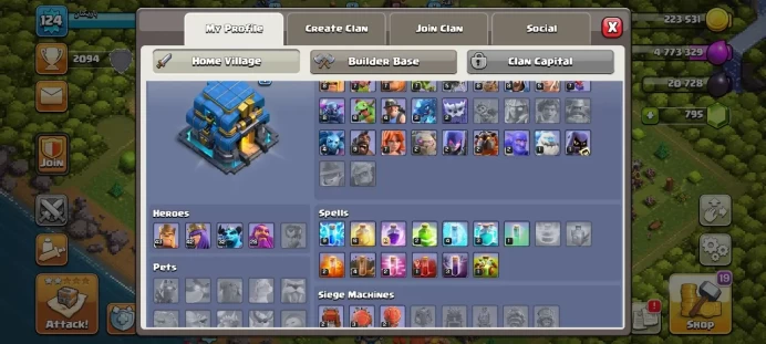 Th 12 / LeveL 124 / Gems 795 / Heroes (43 42 32 28) / CN 1000 / code 305