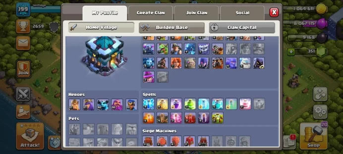 Th 13 / LeveL 199 / Gems 351 / Heroes (67 67 40 50 20) / CN 500 / code 309
