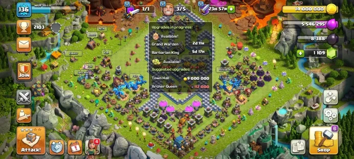 Th 12 / LeveL 136 / Gems 1109 / Heroes (60 58 40 34) / CN 2000 / code 320