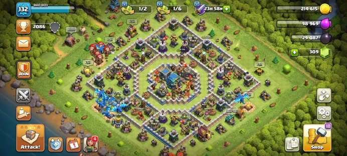 Th 12 / LeveL 132 / Gems 309 / Heroes (53 62 38 30) / CN 1000 / code 321