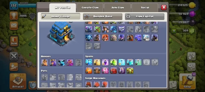 Th 12 / LeveL 132 / Gems 309 / Heroes (53 62 38 30) / CN 1000 / code 321