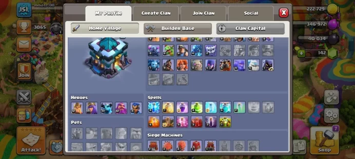 Th 13 / LeveL 151 / Gems 142 / Heroes (62 69 33 42 8) / CN 1500 / code 349