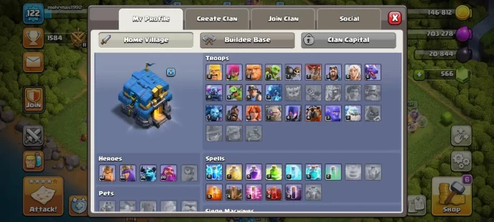 Th 12 / LeveL 122 / Gems 566 / Heroes (42 48 26 20) / CN 1500 / code 366