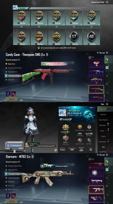 iOS Android - Level67 - 5 Kill Massage - 17 Upgrade Gun - Set Season 9 + 2 - Helmet Glacier - Elite Max High - Code247