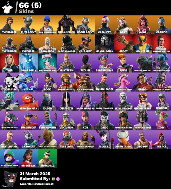 [PC] 66 skins | The Reaper | Elite Agent | Blue Team Leader | Take The L | Omega (stage 5) | Rogue Agent | Catalyst | Drift | cod 69