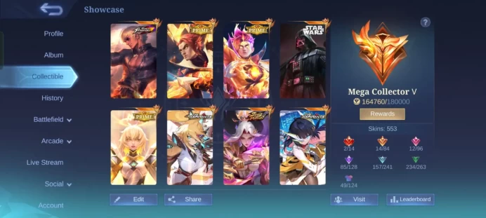 110LVL / 553 SKIN - All Heroes Unlocked + Emblems Max / INSTANT DELIVERY