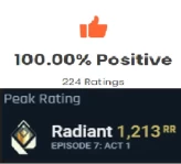 RadiantPeak1000RR ALL RANKS VALORANT BOOSTING (READ DESCRIPTION WRITES ME)!!!!!!!!!! +1000 COMPLATED ORDER