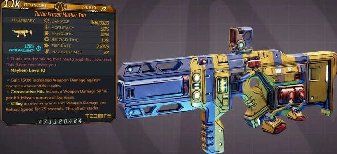 [PC/XB/PS] M10/L72 MOTHER TOO - 34.603.336 DMG (126% CRYO EFFICIENCY) - 7.86 FIRE RATE - 90% ACCURACY - ANOINTED x3!!!