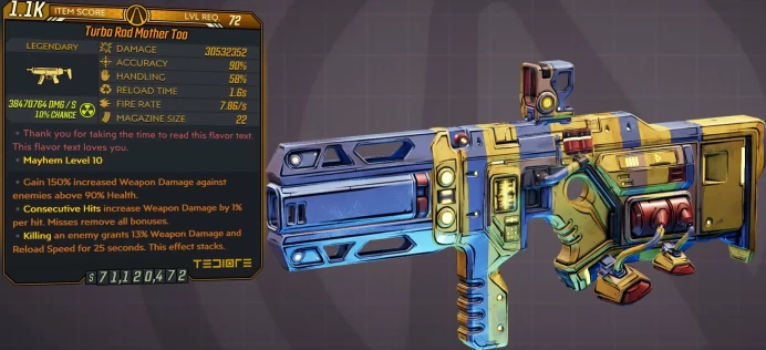 [PC/XB/PS] M10/L72 MOTHER TOO - 30.532.352 DMG (+38.47 MILLION RADIATION DMG) - 7.86 FIRE RATE - 90% ACCURACY - ANOINTED x3!!!