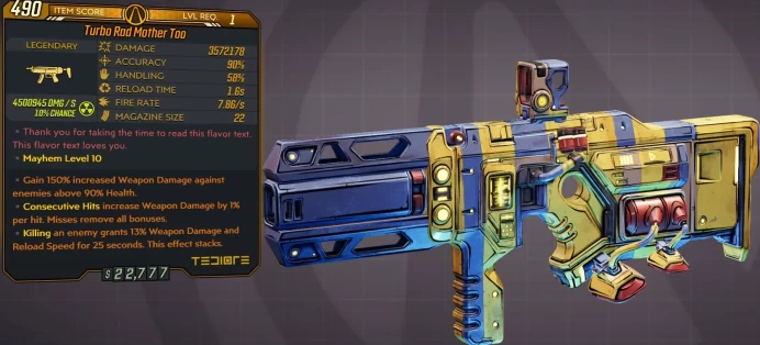 [PC/XB/PS] LVL1 MOTHER TOO - 3.572.178 DMG (+4.5 MILLION RADIATION DMG) - 7.86 FIRE RATE - 90% ACCURACY - ANOINTED x3!!!