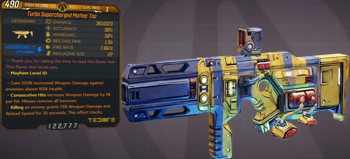 [PC/XB/PS] LVL1 MOTHER TOO - 3.810.323 DMG (+4.8 MILLION SHOCK DMG) - 7.86 FIRE RATE - 90% ACCURACY - ANOINTED x3!!!