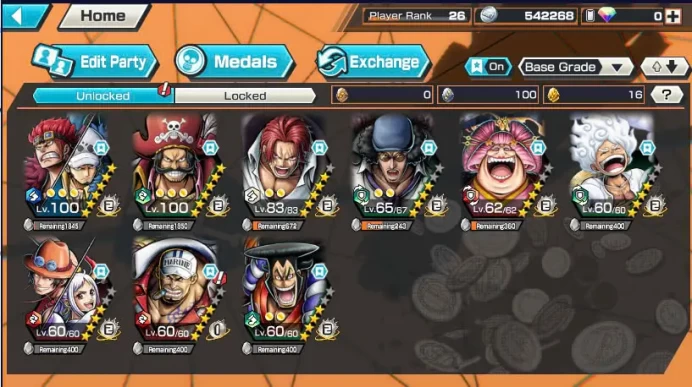 BR460-9 Ex(Roger Max+Kid Law Max+Shank v4+Kuzan+Luffy Gear 5+Akainu+Yamato Ace+Big Mom+Oden)+Good Medal+Support 131%+Katakuri Max+D.Garp Max