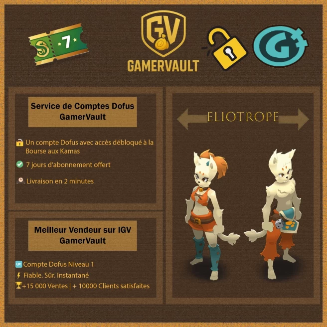 Kourial Eliotrope Niveau 1 Bourse Ogrine debloquer - Unity Livraison instantanée + Dofus Retro - Level 1 - LVL 1 - 100% Safe