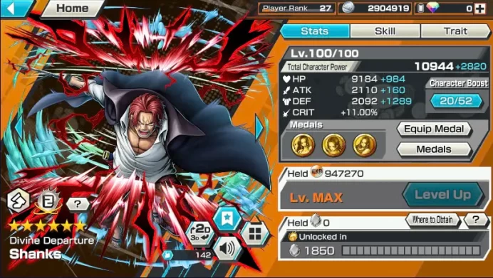 BR465-IOS+Android-2 Ex Meta Max(Shank v4+Roger)+Good Medal+Support 135%+Oden Max+Rayleigh+King+Robin+Craker+Donflamingo+Young Ray+Jabra+S-Beard