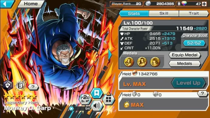BR466-IOS+Android-Garp Full Boost 4+4 Ex(Sabo+Akainu+Shank)+645 Fragment+Good Medal+Support 136%+Rayleigh Max+Jabra+Bluneo+New Sanji+Kaku+Noland
