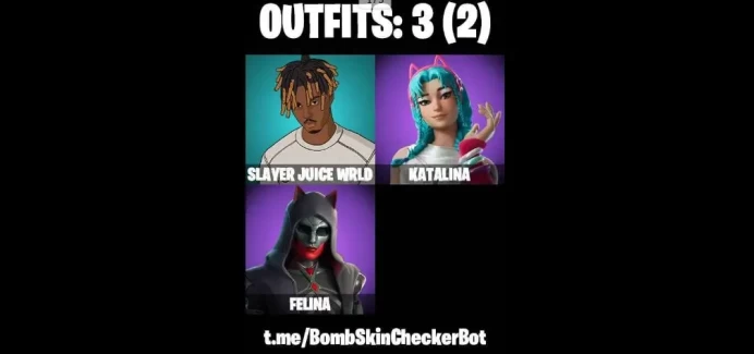 3 SKINS 147 COSMETICS SLAYER JUICE WRLD KARALINA FELINA PEELY WHIP CAN PLAY ON PSN XBOX PC NINTENDO MOBILE 300 VBUCKS