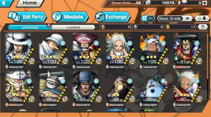 BR471-IOS+Android-6 Ex(Lucci+Snake+Roger+Kuzan+White Beard+Oden)+Good Medal+Support 142%+S-Bear Max+Kaku Max+Pacifista+Broggy+S-Hawk+Yonji+Niji