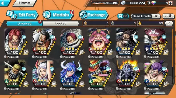 BR474-5 Ex Max(Shank v4+Roger v2+Kaido+Yamato+Big Mom)+Good Medal+Support 149%+S-Bear Max+King Max+Ulti Max+Law oni Max+Craker Max+D.Garp Max