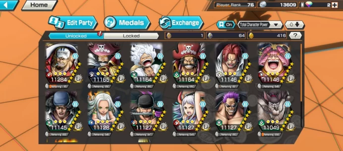 BR476-Vip Account-Hyber 72+11 Ex Max(Kuzan+Snake+Shank v4+Luffy Gear 5+Roger v2+Akainu+Yamato+Roger+Zoro...)+Vip Medal+Support 165%+Many BF Max