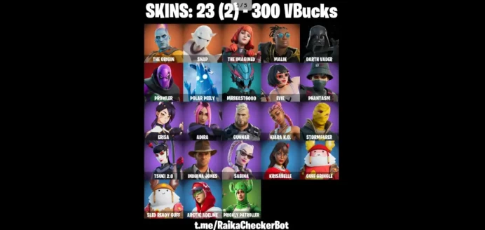 23 skins  200 VB The Origin | Malik | Polar Peely | MrBeast6000 | Prowler PSN|Xbox|PC  Mail Access  Fast Delivery 