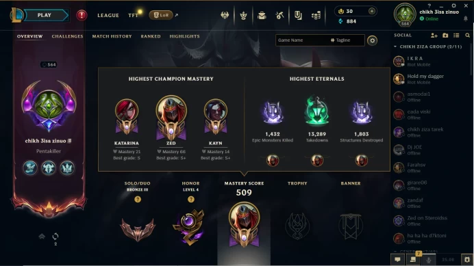 emerald 4 HAndleveled lvl 580 ZED MAIN702k/kata 201k masteries  account full champs +175 skins 3 ultimate skins
