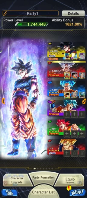 ANDROID ONLY-30K Chrono Crytals-UL Goku Ui 8 Stars+13 Legends Limited+ Equip S -BANDAI (679)