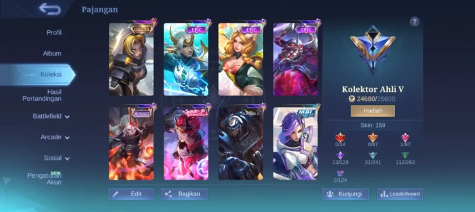#ML.1017 Instant Delivery lvl 78 Hero 121 skin 159 android+ios+PC guaranteed+reliable+friendly price