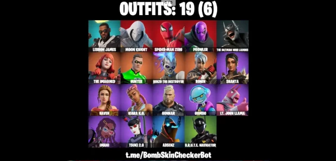 Spiderman Zero, Moon Knight, LeBron James, The Batman Who Laughs 19 Skins