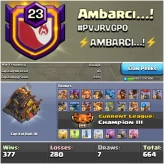 LEVEL - 23 |  NAME - AMBARCI I WAR LOG WIN - 268 : LOSSES - 284 | LEAGUE - CHAMPION 3 | CC - 10MAX | AMAZING NAME & WAR LOG | INSTANT DELIVERY