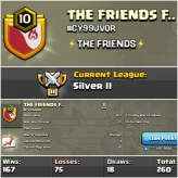 LEVEL - 10 | NAME - THE FRIENDS F... I WAR LOG WIN - 167 : LOSS - 75 | SILVER - 2 | CC - 1 | AMAZING NAME & WAR LOG | INSTANT DELIVERY