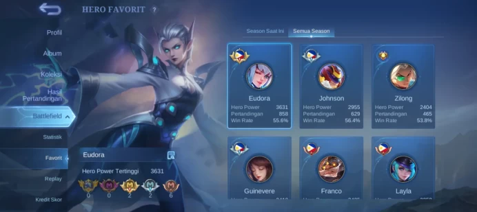 #ML.1018 Instant Delivery lvl 59 Hero 96  skin 122 android+ios+PC guaranteed+reliable+friendly price